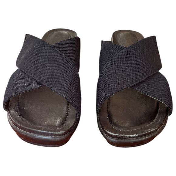 Dansko Black Ava Slide Sandals Elastic Wedge Heel Women's 39 EU / 8.5-9 US - Picture 4 of 7